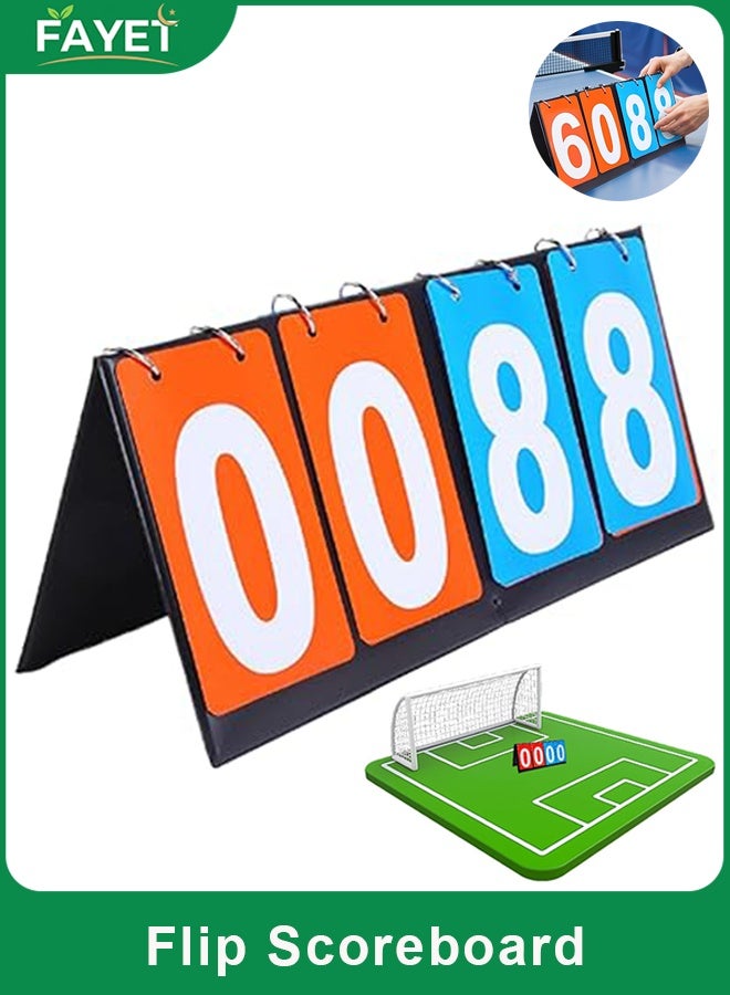 FAYET 4-Digit Portable Tabletop Flip Scoreboard ， Double-Sided Manual Score Keeper for Indoor & Outdoor Sports - Image 1