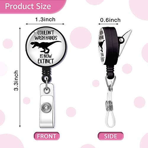 GEYGIE Couldn't Wash Hands is Now Extinct Badge Reel Retractable with Alligator Clip, Funny Dinasour ID Badge Holder Gift for Doctors Nurses Social Worker Office Worker Colleague Student Teachers - Image 2