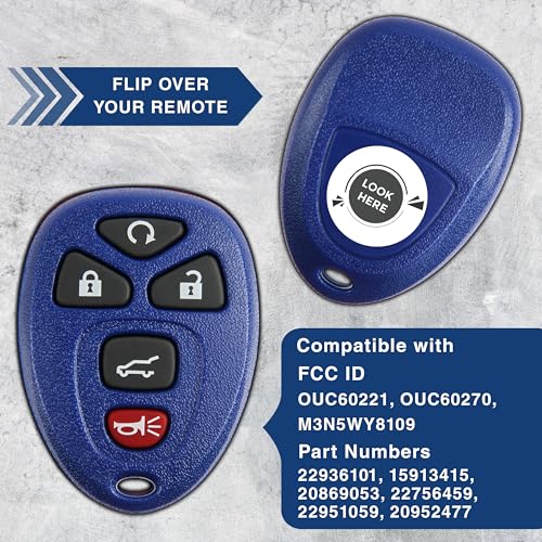 KeylessOption Key Fob Replacement for 2007 2008 2009 2010 2011 2012 2013 2014 2015 2016 2017 Buick Cadillac Chevrolet Chevy GMC Saturn Remote, 5-Button 15913415, Locksmith Required 2011+ - Image 4