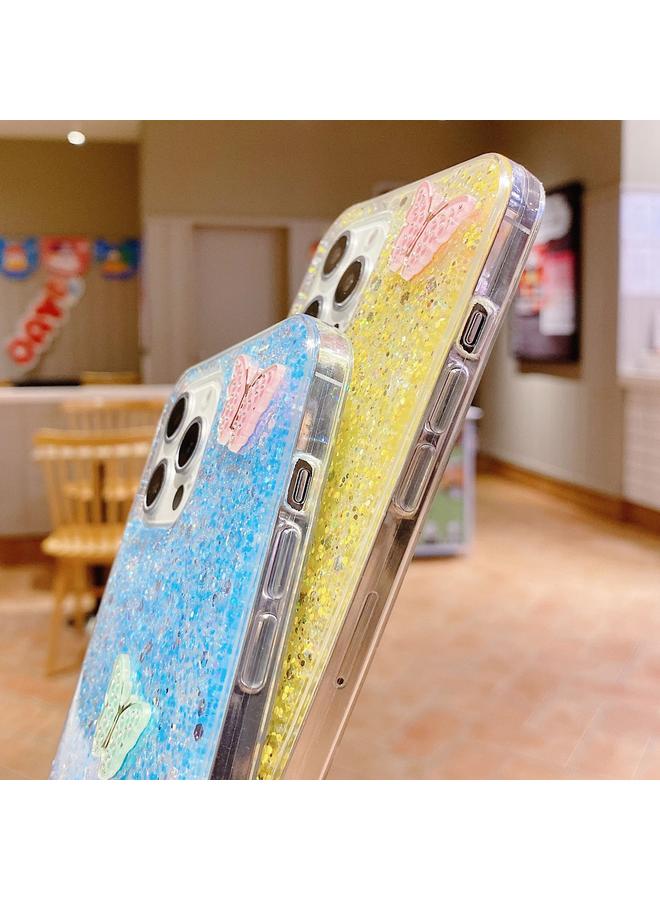 إيروريكس جراب لهاتف iPhone 15 Plus مصنوع من مادة TPU الإيبوكسي مزين بأحجار الراين والترتر المرصع بالنجوم والفراشات الملونة - Image 5