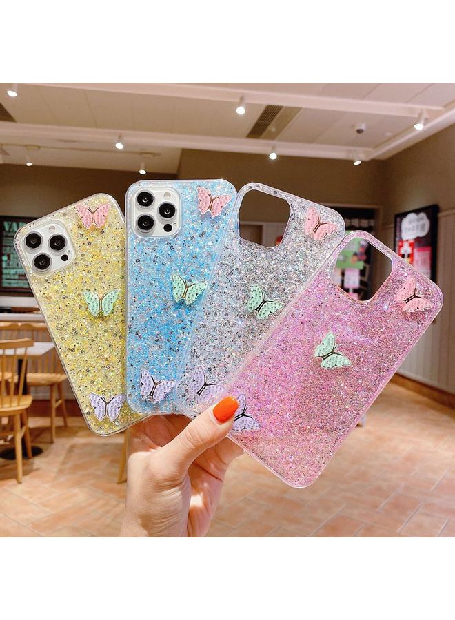 إيروريكس جراب لهاتف iPhone 15 Plus مصنوع من مادة TPU الإيبوكسي مزين بأحجار الراين والترتر المرصع بالنجوم والفراشات الملونة - Image 2