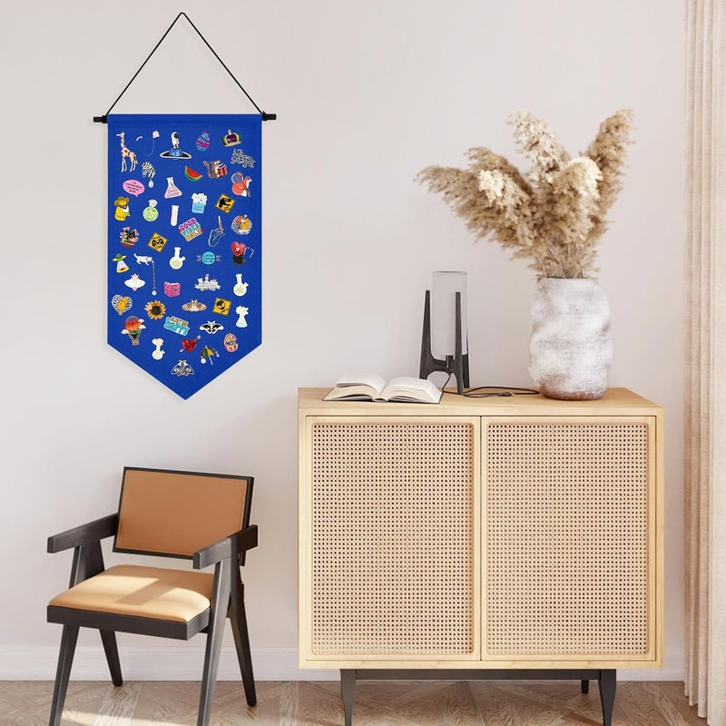Winmany Wall Hanging Brooch Jewelry Storage Case Canvas Display Stand Enamel Pin Display Banner Holder Earrings Necklace Glitter Pin Collection Organizer (Blue) - Image 5
