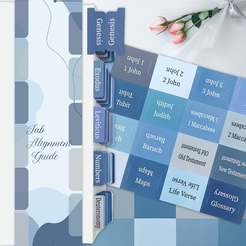 Tojoyify Earthy Blue Bible Tabs for Men/Women/Kids, Laminated Catholic Bible Index Tabs, Bible Study Journaling Supplies, Large Print for Old and New Testament, with 19 Blanks, Tear-Resistant & Waterproof - Image 4