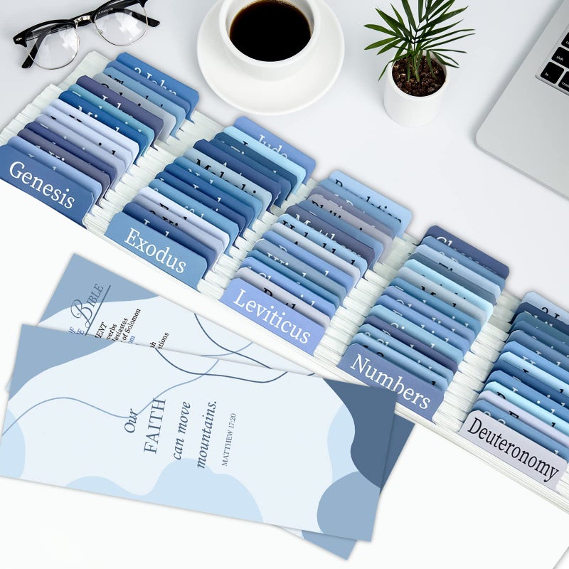 Tojoyify Earthy Blue Bible Tabs for Men/Women/Kids, Laminated Catholic Bible Index Tabs, Bible Study Journaling Supplies, Large Print for Old and New Testament, with 19 Blanks, Tear-Resistant & Waterproof - Image 3