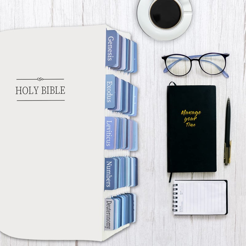 Tojoyify Earthy Blue Bible Tabs for Men/Women/Kids, Laminated Catholic Bible Index Tabs, Bible Study Journaling Supplies, Large Print for Old and New Testament, with 19 Blanks, Tear-Resistant & Waterproof - Image 5