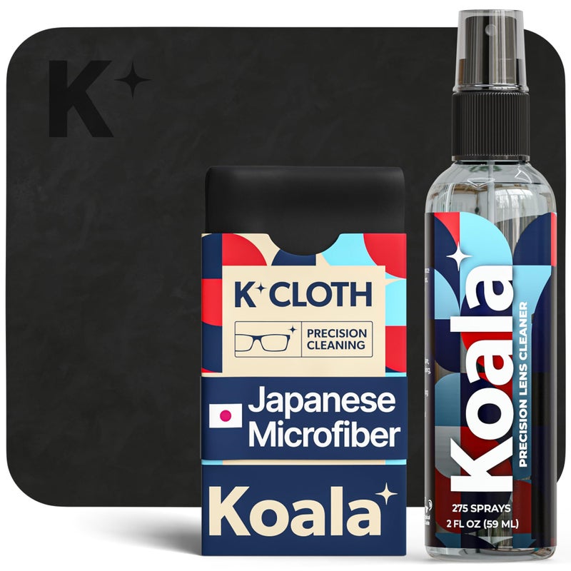 Koala Lifestyle Koala Eyeglass Lens Cleaner Spray Kit | (1x) Glasses Cleaner Bottle + (1x) Microfiber Cloth | Alcohol Free Eyeglasses, Screen, and Camera Cleaning Kit | Made in USA (2 Piece Set)  - Image 1