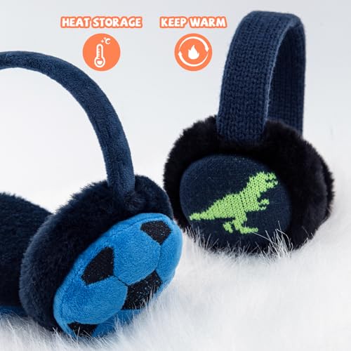 XIAOHAWANG Kids Boy Warm Earmuffs for Children Girl Winter Ear Muffs Cold Weather Ear Warmer (B-navy orange) - Image 3