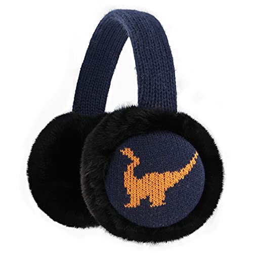 XIAOHAWANG Kids Boy Warm Earmuffs for Children Girl Winter Ear Muffs Cold Weather Ear Warmer (B-navy orange) - Image 1