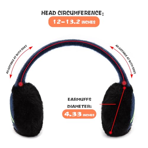 XIAOHAWANG Kids Boy Warm Earmuffs for Children Girl Winter Ear Muffs Cold Weather Ear Warmer (B-navy orange) - Image 4