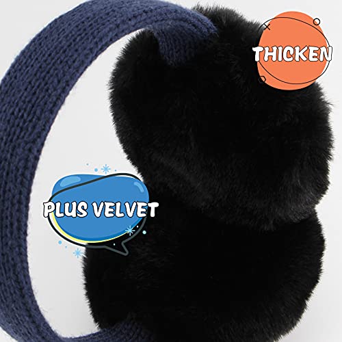 XIAOHAWANG Kids Boy Warm Earmuffs for Children Girl Winter Ear Muffs Cold Weather Ear Warmer (B-navy orange) - Image 2