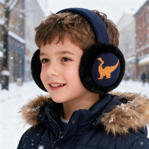 XIAOHAWANG Kids Boy Warm Earmuffs for Children Girl Winter Ear Muffs Cold Weather Ear Warmer (B-navy orange) - Image 5