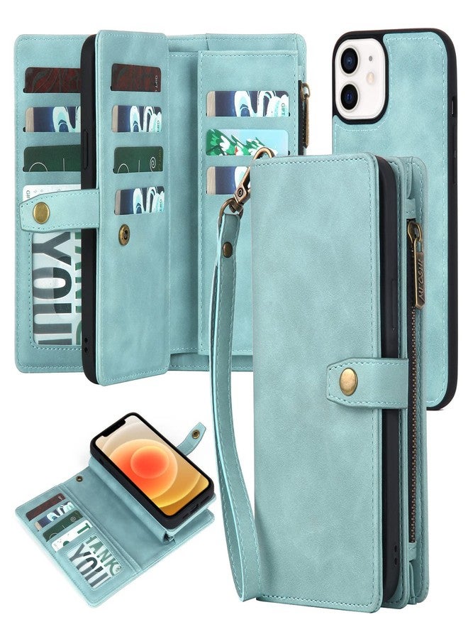 TwoHead for iPhone 12/12 Pro Wallet Case with Card Holder & Detachable Magnetic Phone Case,Leather All-Round Protection Phone Case for Women/Men,6.1IN,Blue - Image 1