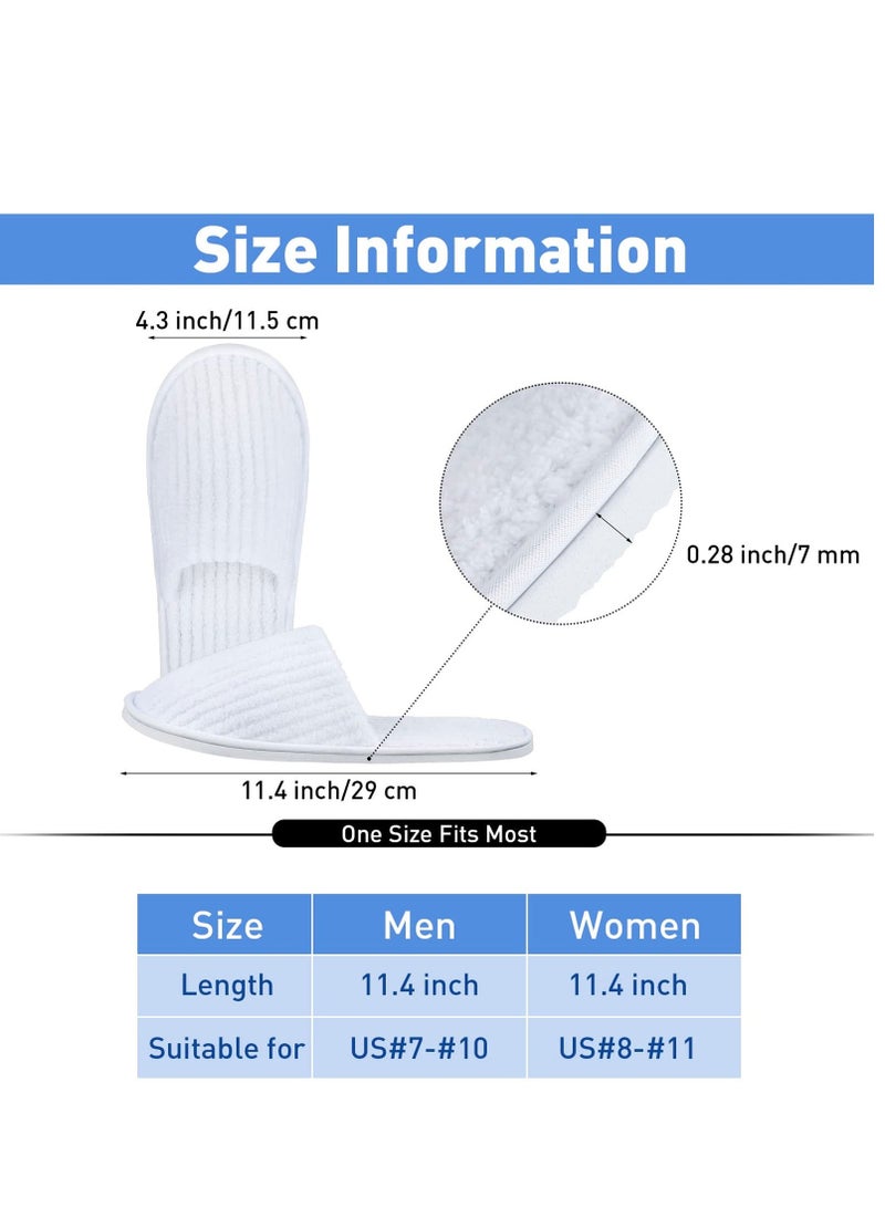 Disposable Slippers 4 Pairs Closed Toe Spa Slippers Coral Fleece Washable Home Slippers for Women Men Guests Hotels House Slippers Housewarming Party Indoors Bathroom Traveling (White) - Image 4