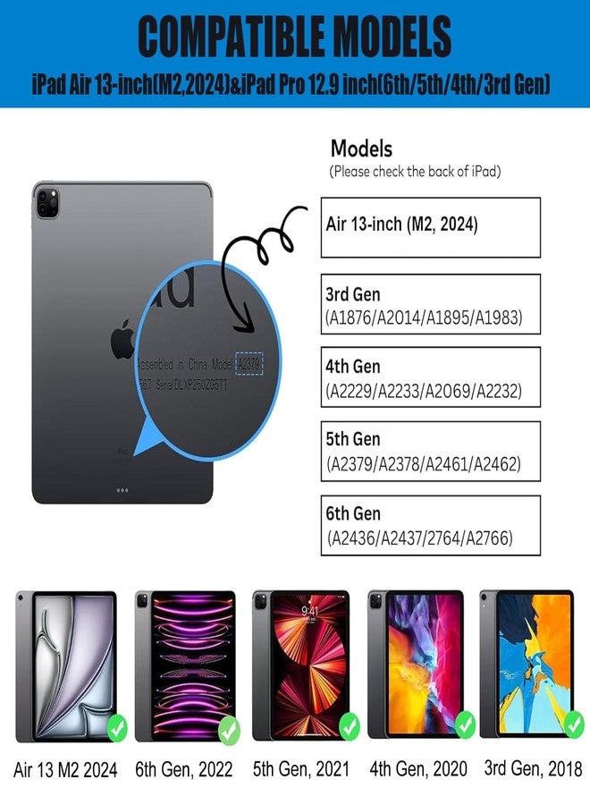 جراب ONHI لجهاز iPad 13 Pro مع لوحة مفاتيح وجراب لجهاز iPad Air مقاس 13 بوصة، لوحة مفاتيح لاسلكية بإضاءة خلفية بألوان قوس قزح وقابلة للدوران 360 درجة، متوافق مع iPad Pro مقاس 12.9 بوصة من الجيل السادس والخامس والرابع والثالث (ذهبي وردي) - Image 2