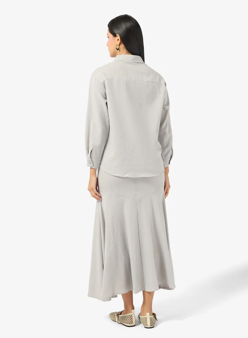 Khizana Button Shirt & Skirt Set