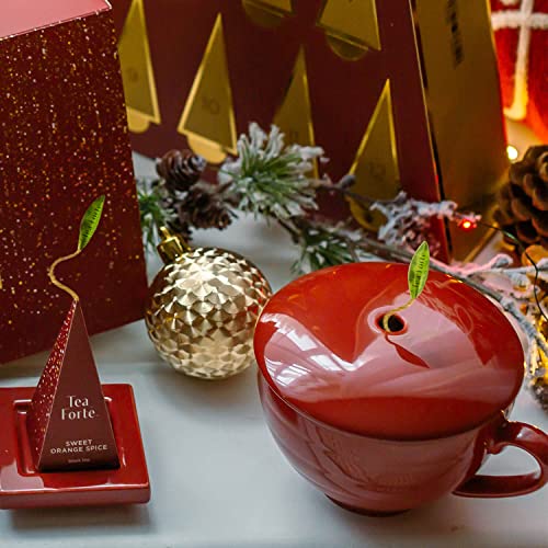 Tea Forte Porcelain Tea Cup and Lid, Steeps 8 oz., Microwave & Dishwasher Safe, Café Cup Ruby Red - Image 5
