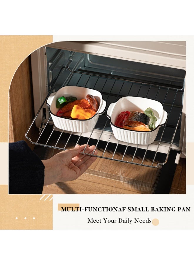 Arabest 4 Pcs 5.75 Inches Square Porcelain Baking Bowls with Handles, Multi‑Purpose Ceramic Soup Cereal Serving Dishes, Safe for Oven, Air Fryer and Microwave, Kitchen Tableware, Perfect Gift for Mother’s Day, Wedding and Party - Image 3