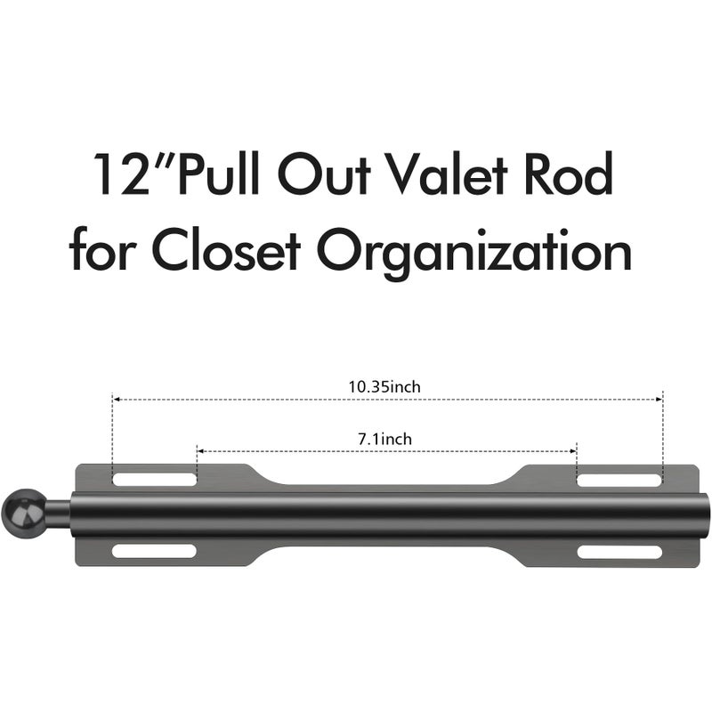 FIRJOY 12" Valet Rod for Closet Pull Out (1 Pack, Black) - Image 2