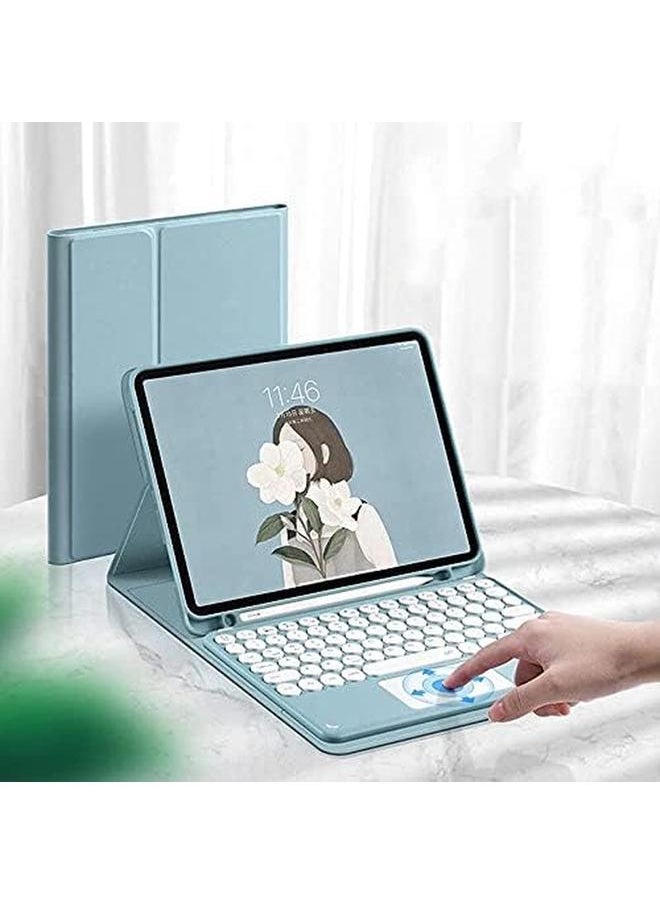 erorex - Arabic And English Keyboard Case With Mouse For Ipad 10.2'' 9Th Gen 2021 8Th Gen 2020 7Th Gen 2019 Touchpad Keyboard Case Retro Round Key With Mouse Color Keyboard Purple - Image 1