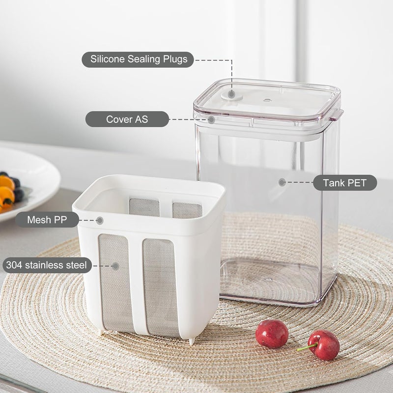 Konquer TimeS مصفاة الزبادي اليوناني 1100 مل – صانع زبادي متعدد الاستخدامات مع شبكة دقيقة وغطاء للحليب الصويا، الكفير، التوت، الحساء، العصير والقهوة - Image 3