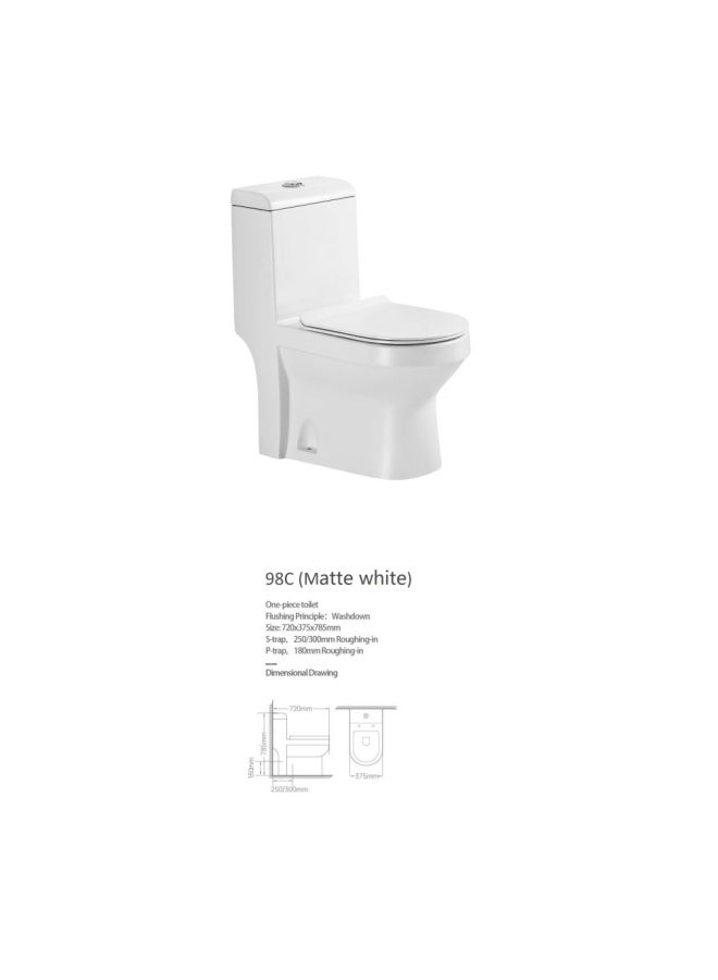 DANUBE HOME Milano Wc Model No.98C S-Trap 250Mm Matte White