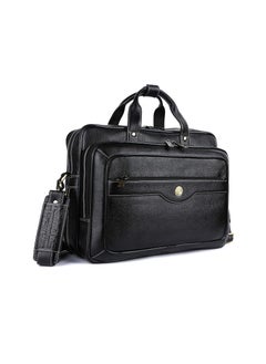 HAMMONDS FLYCATCHER HAMMONDS FLYCATCHER Genuine Leather Expandable Office Bag for Men with Trolley Strap - Adjustable Strap - 15.6 Inch Leather Laptop Bag for Men - Leather Bag for Men with 1 Year Warranty - Black  - Image 1