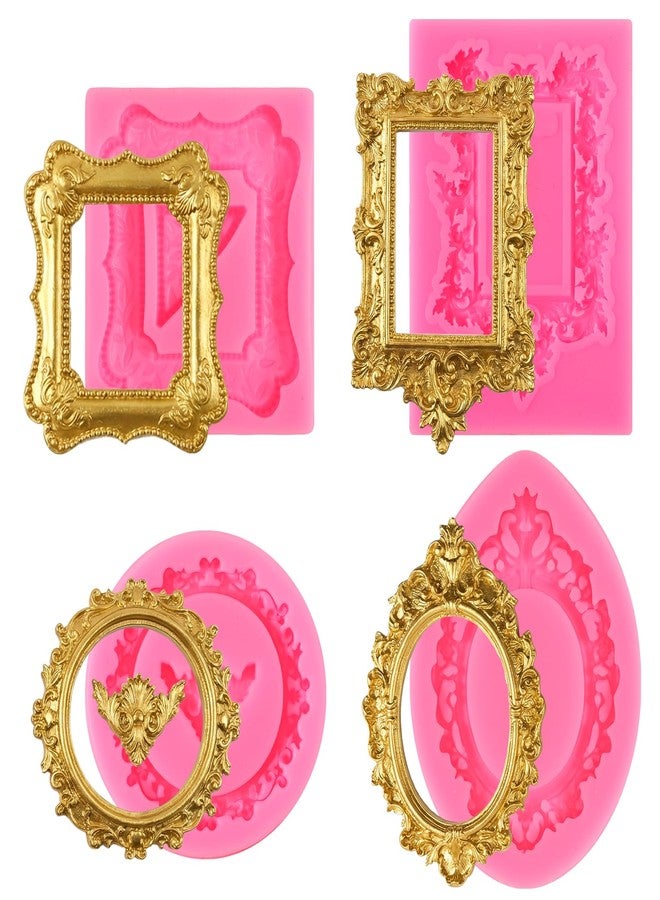 LLOUSSAK 8 Pcs Baroque Picture Frame Molds Silicone, Frame Chocolate Mold, Silicone Mold for Fondant Candy Cake Decorating Cupcake Topper Polymer Clay Crafts - Image 1