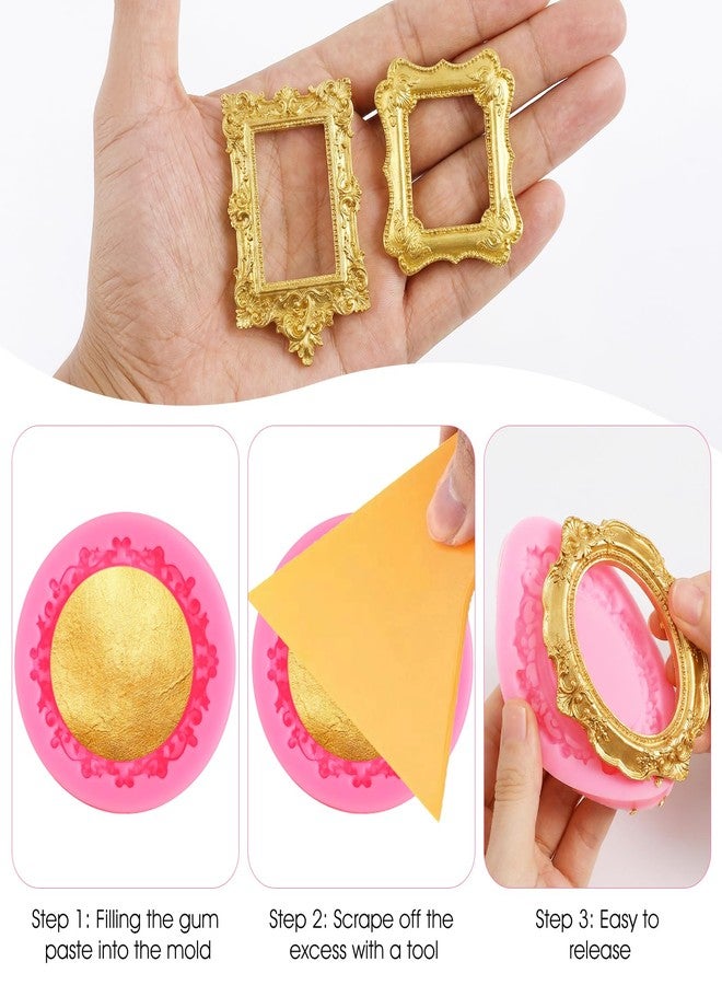 LLOUSSAK 8 Pcs Baroque Picture Frame Molds Silicone, Frame Chocolate Mold, Silicone Mold for Fondant Candy Cake Decorating Cupcake Topper Polymer Clay Crafts - Image 3