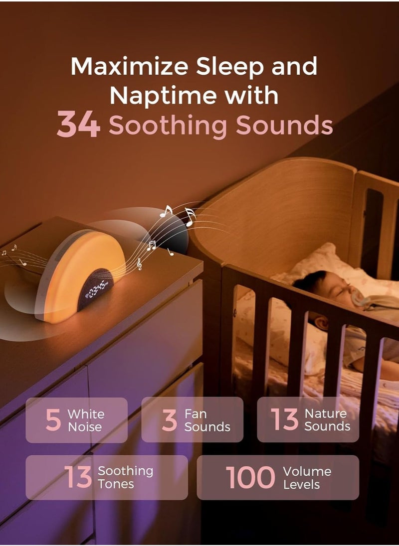 Momcozy - DreamSync Tech™ Baby Sound Machine, Night Light, APP Control, Routine Builder, White Noise Machine with 34 Soothing Sounds, Wake Up Light Sunrise Alarm Clock, Wireless Speaker - Image 1