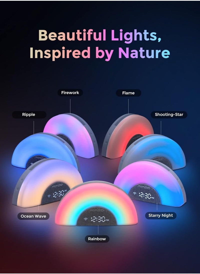 Momcozy - DreamSync Tech™ Baby Sound Machine, Night Light, APP Control, Routine Builder, White Noise Machine with 34 Soothing Sounds, Wake Up Light Sunrise Alarm Clock, Wireless Speaker - Image 1