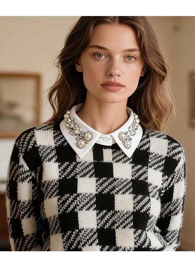 KANGLI Diamond Pearl False Collar  Fake Collar Half Shirt Dickey - Image 2
