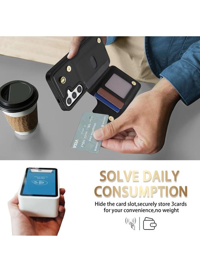 S-TOP Case For Samsung Galaxy S25 5G Rhombic Dual Buckle Card Slots Phone Case with Lanyard - Image 5