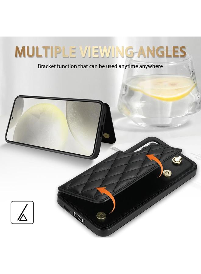 S-TOP Case For Samsung Galaxy S25 5G Rhombic Dual Buckle Card Slots Phone Case with Lanyard - Image 3