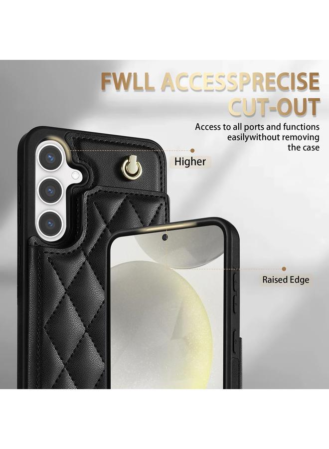 S-TOP Case For Samsung Galaxy S25 5G Rhombic Dual Buckle Card Slots Phone Case with Lanyard - Image 4