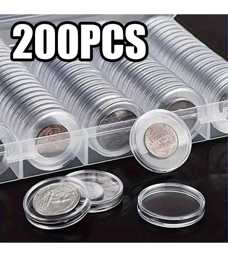 200 Pcs Clear Capsule Case Set Multi Compartment Hard Shell Storage Box for Coin Collection - Image 1