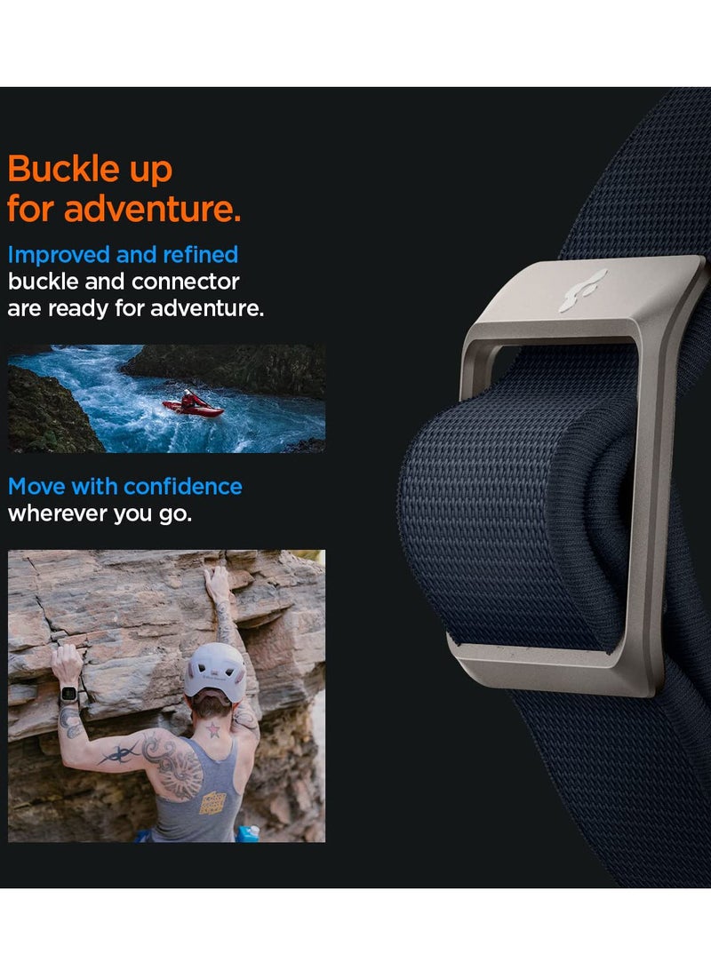 Excefore سوار رياضي من النايلون، حزام من نسيج النايلون المضفر، لسوار ساعة Apple Watch (49 مم)، حزام بديل لسلسلة SE2/6/SE/5/4 (44 مم) وسلسلة 3/2/1 (42 مم) (نايلون، أزرق داكن) - Image 4