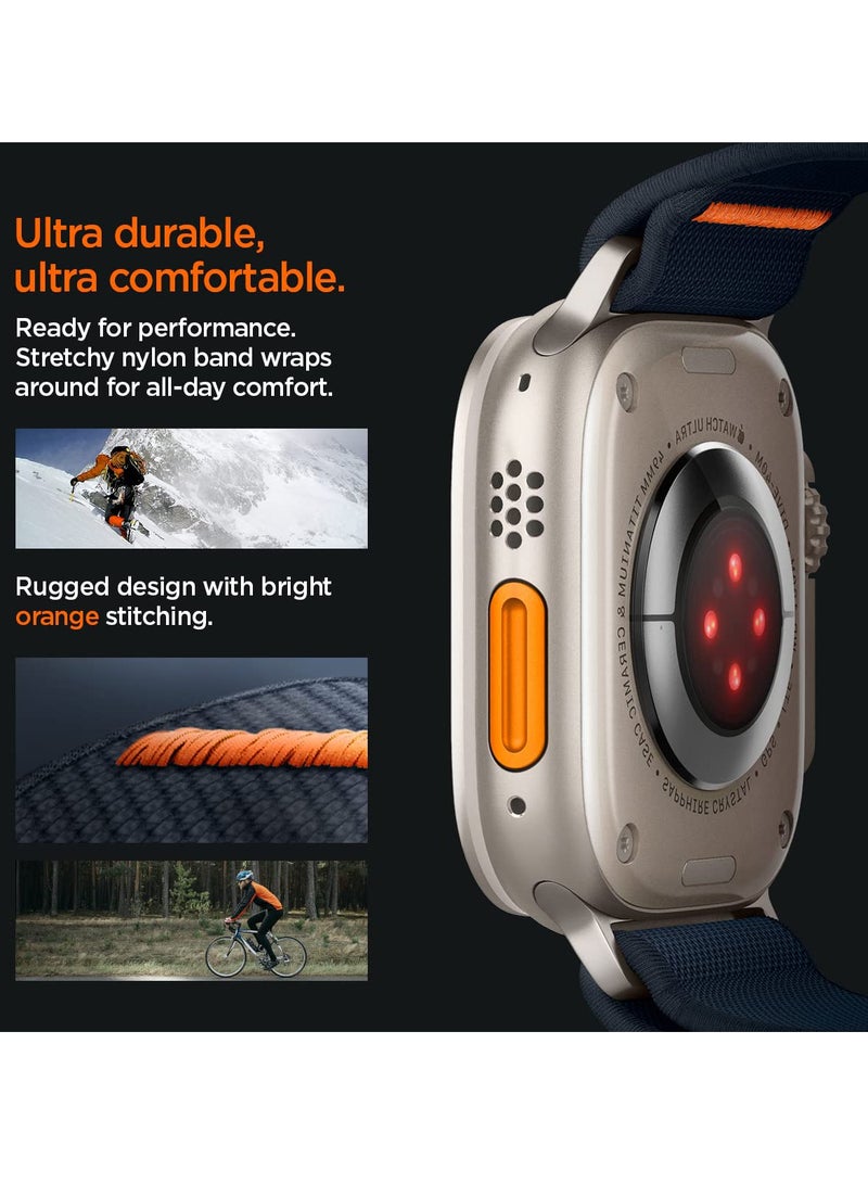 Excefore سوار رياضي من النايلون، حزام من نسيج النايلون المضفر، لسوار ساعة Apple Watch (49 مم)، حزام بديل لسلسلة SE2/6/SE/5/4 (44 مم) وسلسلة 3/2/1 (42 مم) (نايلون، أزرق داكن) - Image 5