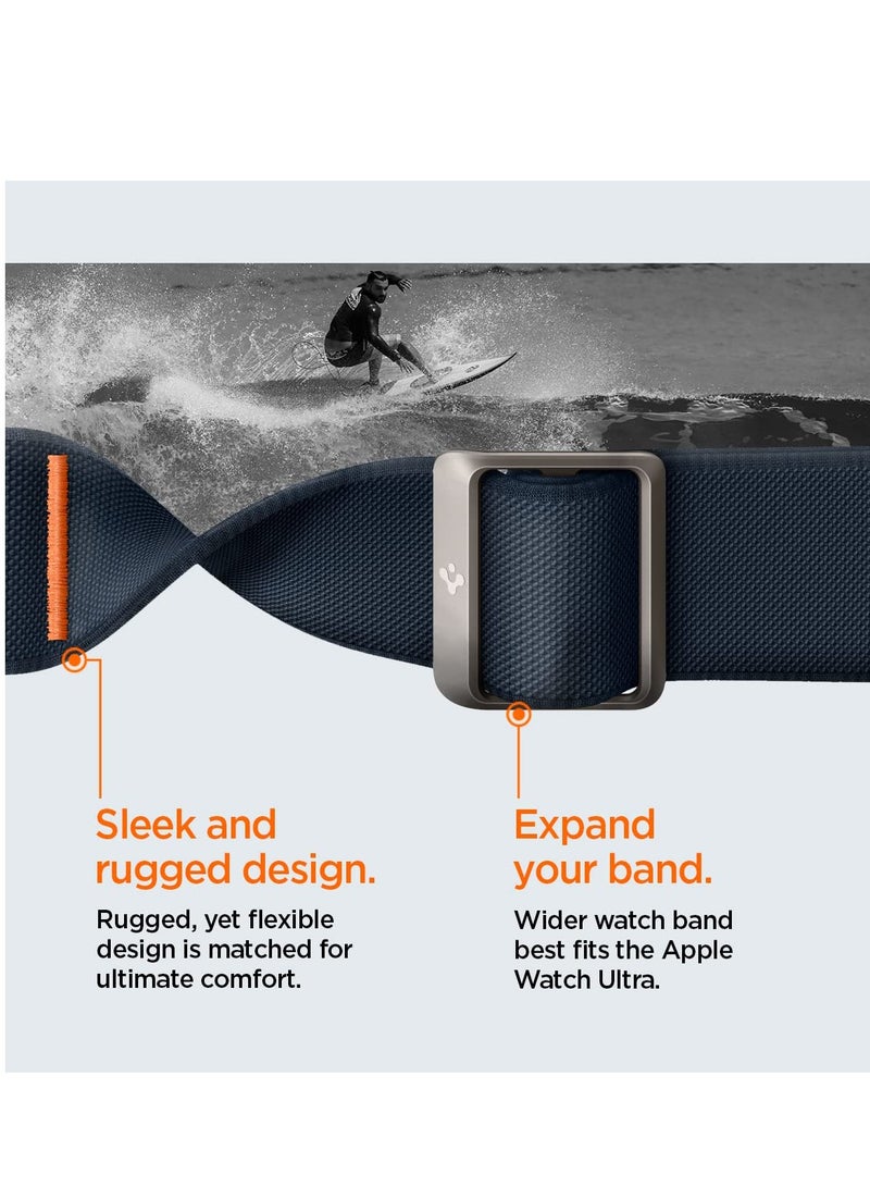 Excefore سوار رياضي من النايلون، حزام من نسيج النايلون المضفر، لسوار ساعة Apple Watch (49 مم)، حزام بديل لسلسلة SE2/6/SE/5/4 (44 مم) وسلسلة 3/2/1 (42 مم) (نايلون، أزرق داكن) - Image 3