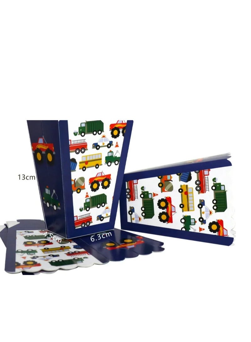 Tamona Transportation & Construction Birthday Party Decorations Set - Traffic Transportation Party Supplies, Plate, Napkin, Cup, Cutlery,Blowouts,Popcorn Box Truck Car Construction Vehicle Traffic Party Decorations | 12 Guests - Image 3