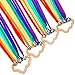 Aoriher 4 Pieces Rainbow Hand Ribbon Kite with Bells Wind Wand Dancing Ribbon Streamer Cloud Wood Sensory Toys Wooden Educational Toy for Party Birthday Rainbow Colors - Image 2