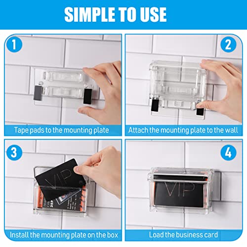 Vicenpal Outdoor Business Card Holder Clear Wall Mount Acrylic Business Card Box Included Peel and Stick for Office Store Trucks Wall Outdoor 4.25 x 1.46 x 2.87 inch(4 Pieces) - Image 5