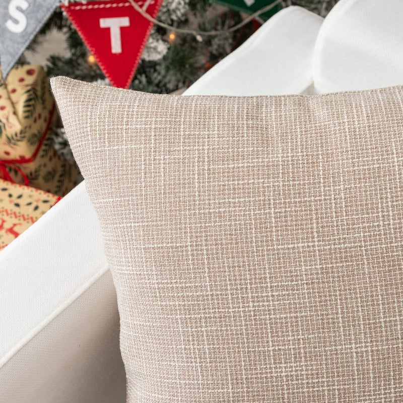K KEVIN TEXTILE Kevin Textile Decorative Toss Pillow Case Star Faux Linen Cushion Cover for Chair  12x20-inch (30x50cm)  2 Packs  Light Beige  - Image 2