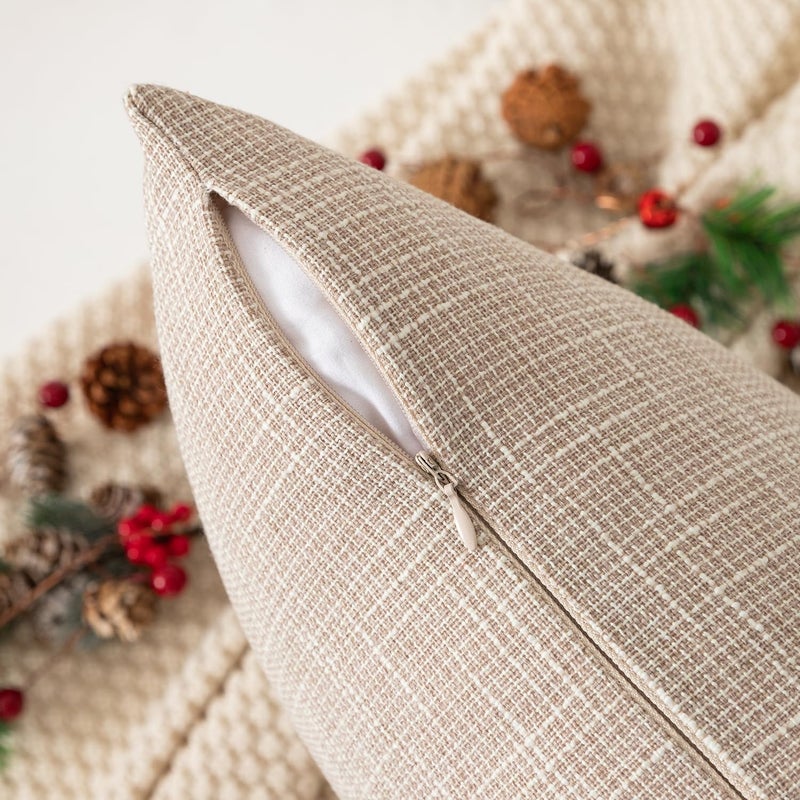 K KEVIN TEXTILE Kevin Textile Decorative Toss Pillow Case Star Faux Linen Cushion Cover for Chair  12x20-inch (30x50cm)  2 Packs  Light Beige  - Image 3
