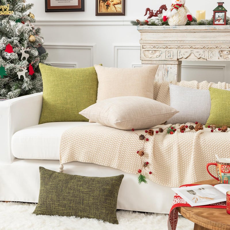 K KEVIN TEXTILE Kevin Textile Decorative Toss Pillow Case Star Faux Linen Cushion Cover for Chair  12x20-inch (30x50cm)  2 Packs  Light Beige  - Image 5