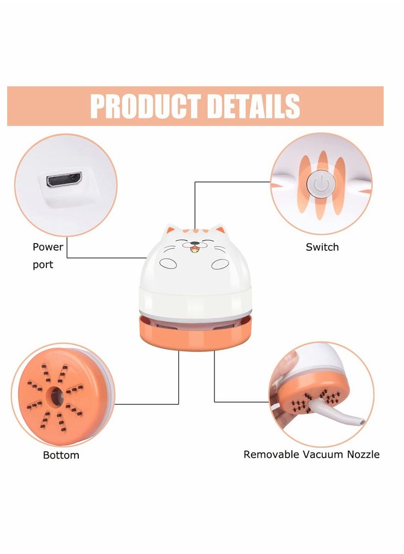 Excefore Mini Desktop Vacuum Cleaner, Portable USB Vacuum Cleaner for Desk Mini Cute Cartoon Desktop Vacuum for Cleaning Eraser Crumbs, Dust, Crumbs, Piano, Hairs, Computer, Keyboard and Car  - Image 2