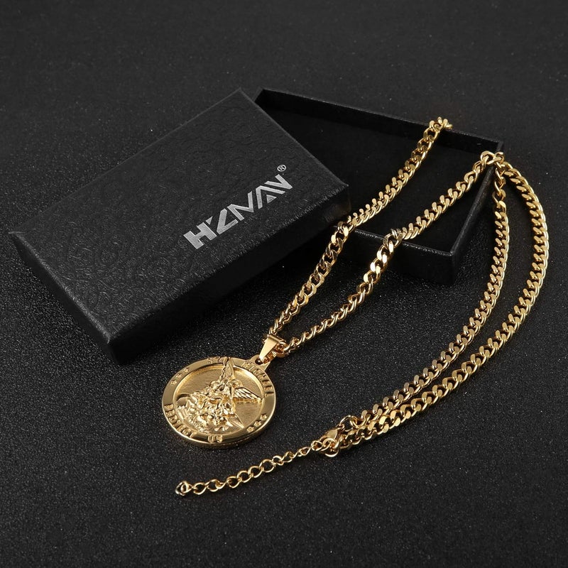 HZMAN St Michael The Archangel Catholic Medal Stainless Steel Amulet Pendant Necklace - Image 5