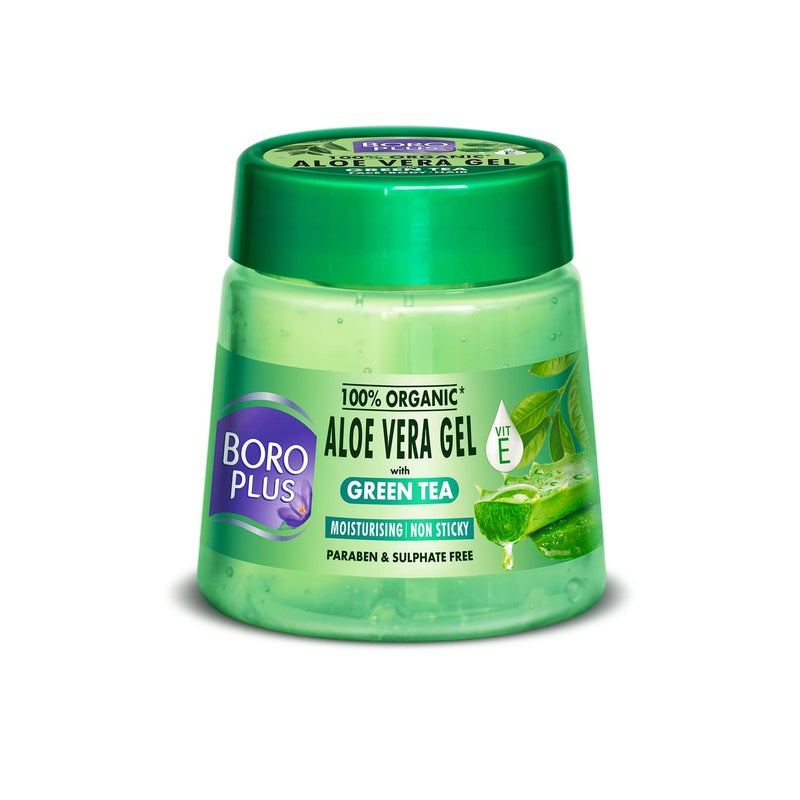 Boroplus Aloe Vera Gel With Green Tea 100 Organic For Skin Hair Rich In Vitamin E And Antiseptic Herbs For Smooth Nourished And Moisturised Skin 200Ml - Image 1