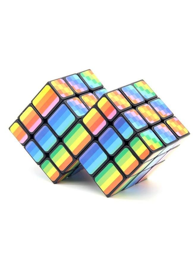 Intelligence Paradise DIY Two-piece Three-order Rubik's Cube Real Color 5.6cm2 Even 3-limited Turn 3-order Intelligence Toy Stitching-Color:2 Siamese Rainbow Color Unequal Order No. 1  - Image 1