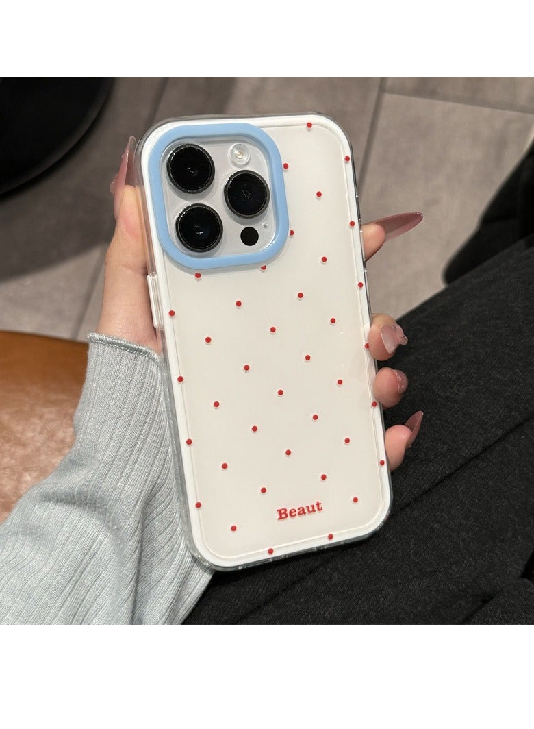 NIBEMINENT Dopamine Jelly Solid Color Protective TPU Case Cover For iPhone 16, Milky White Polka Dot