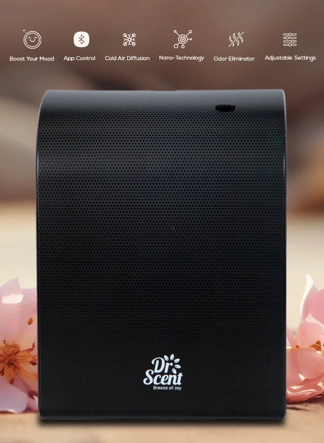 Dr Scent Dr Scent Essential Oil Diffuser – Elegant | Sophisticated Design, 100m²-300m³ Coverage, Bluetooth & App Control, Infuses Fragrance to Enhance Your Environment (Black)